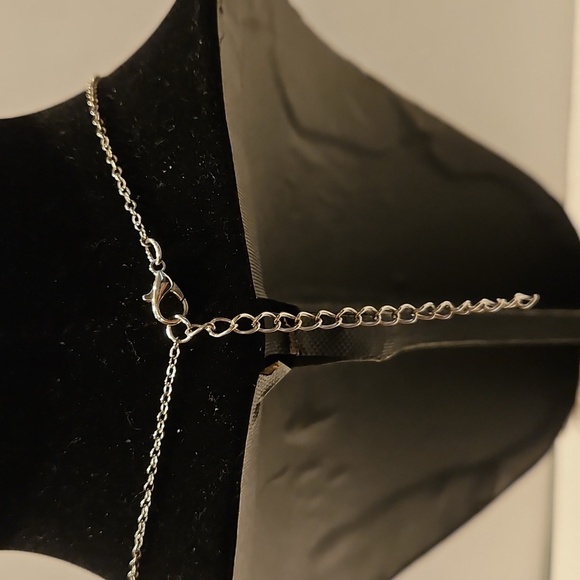 Silvertone & Stone Pendant On Silvertone 28"L Necklace - Picture 6 of 7